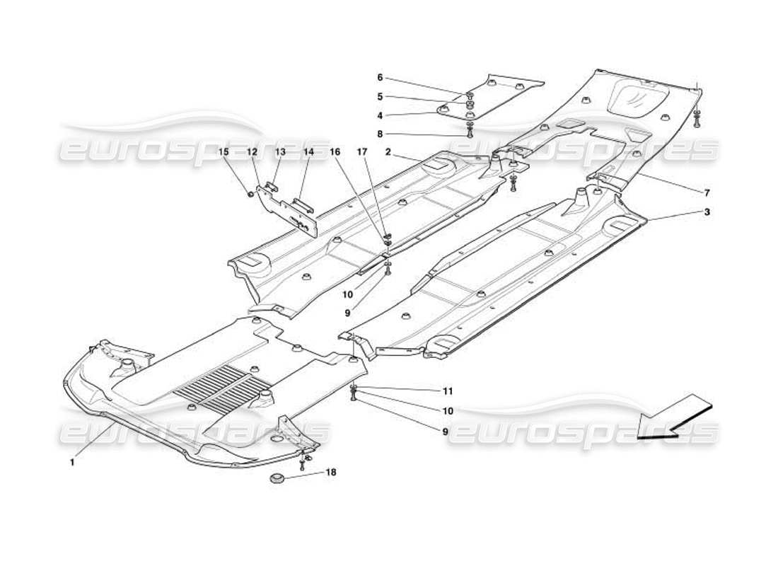 ferrari 550 barchetta schéma des pièces du bac à plancher plat