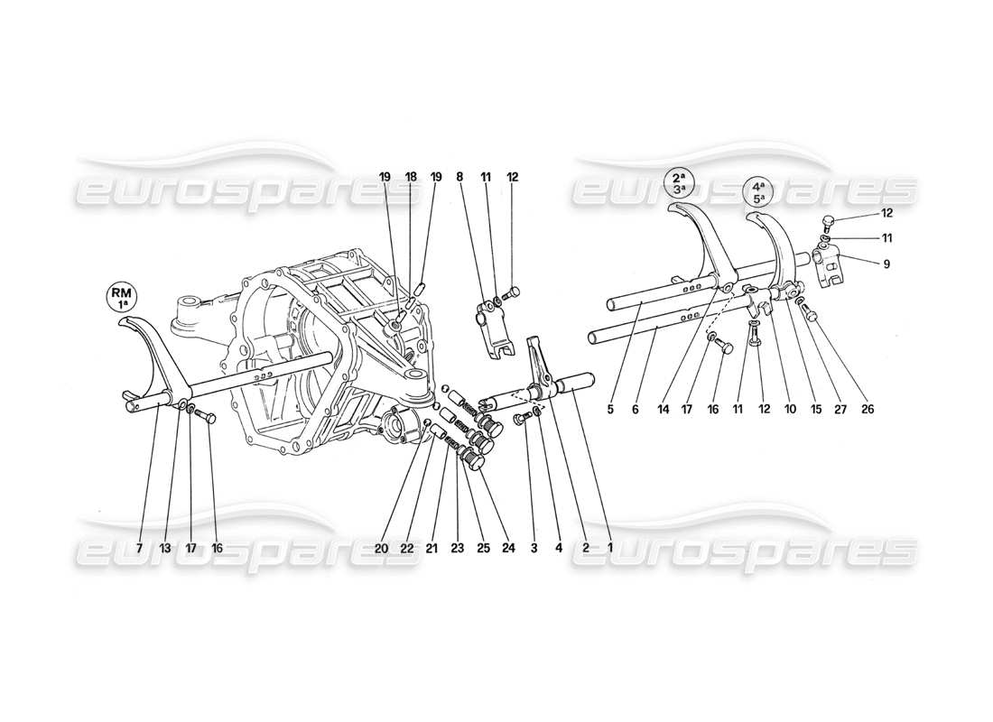 ferrari 288 gto commandes intérieures de la boîte de vitesses schéma des pièces