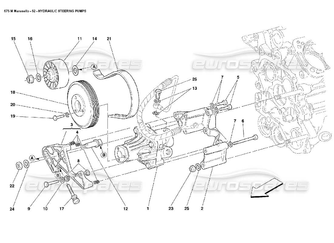 ferrari 575m maranello schéma des pièces des pompes de direction hydrauliques