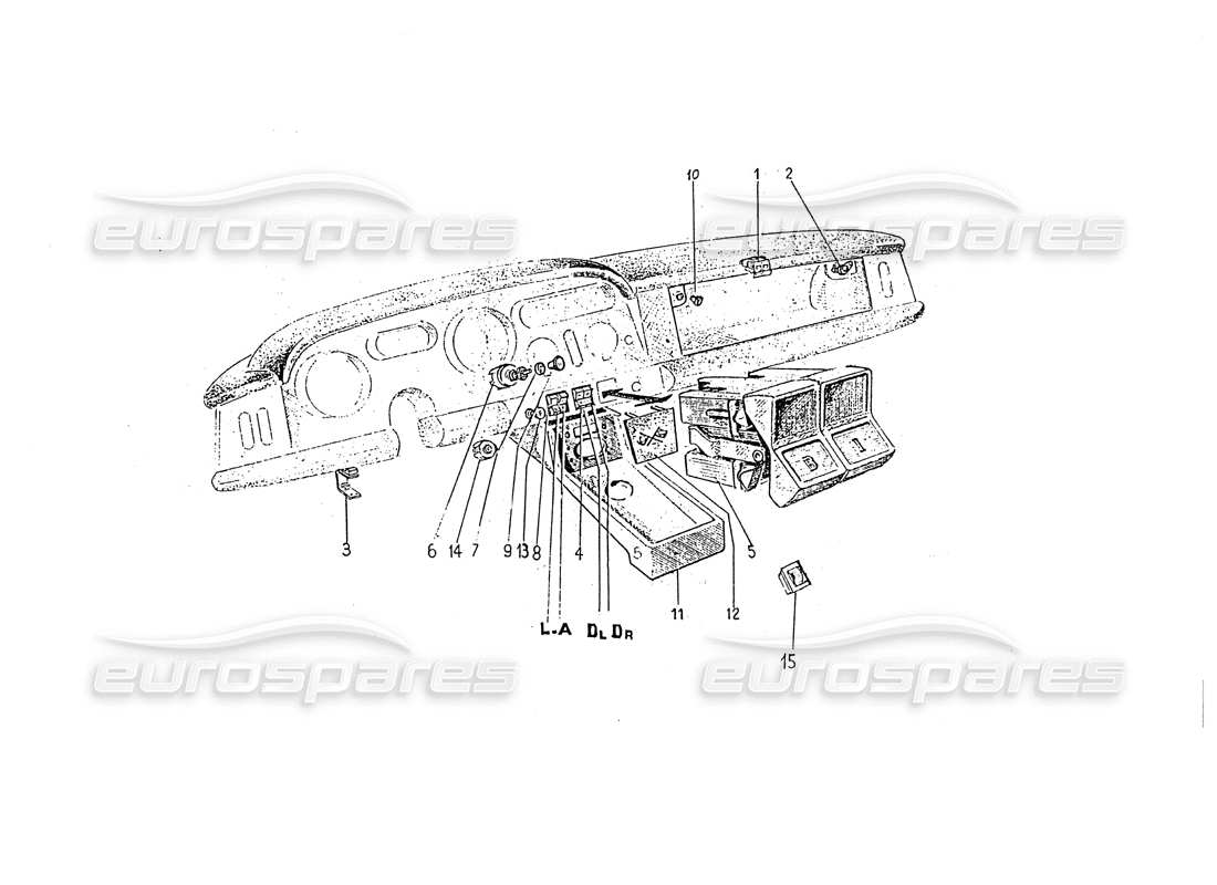 ferrari 330 gt 2+2 (coachwork) schéma des pièces des commutateurs du tableau de bord