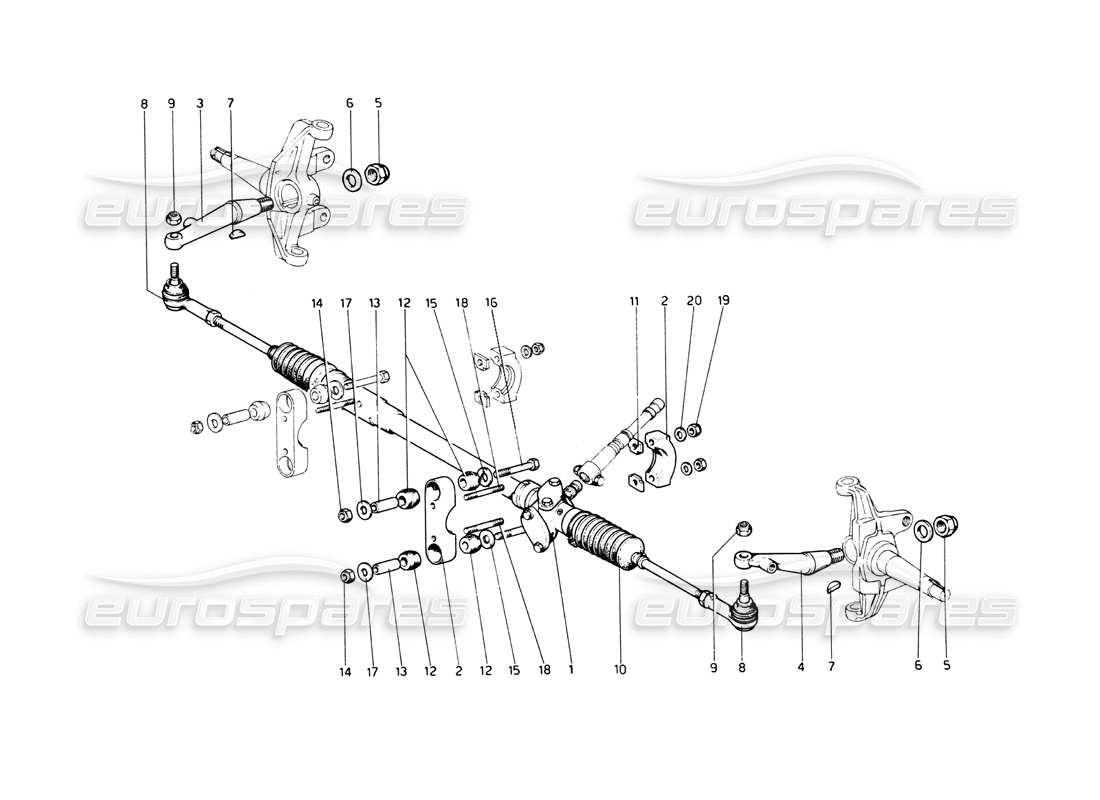ferrari 512 bb boîte de direction et tringlerie schéma des pièces