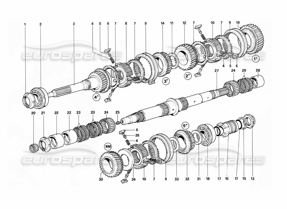 ferrari 412 (mechanical) layshaft-412m. schéma des pièces