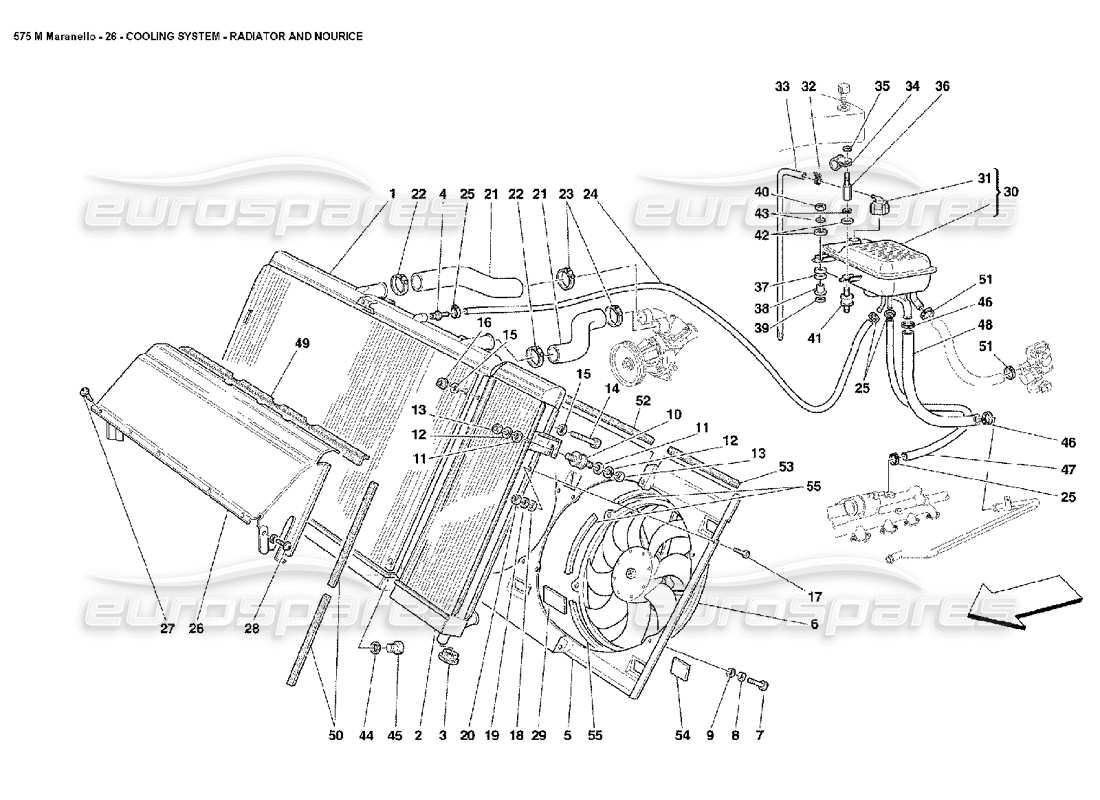 ferrari 575m maranello radiateur et nourice du système de refroidissement schéma des pièces