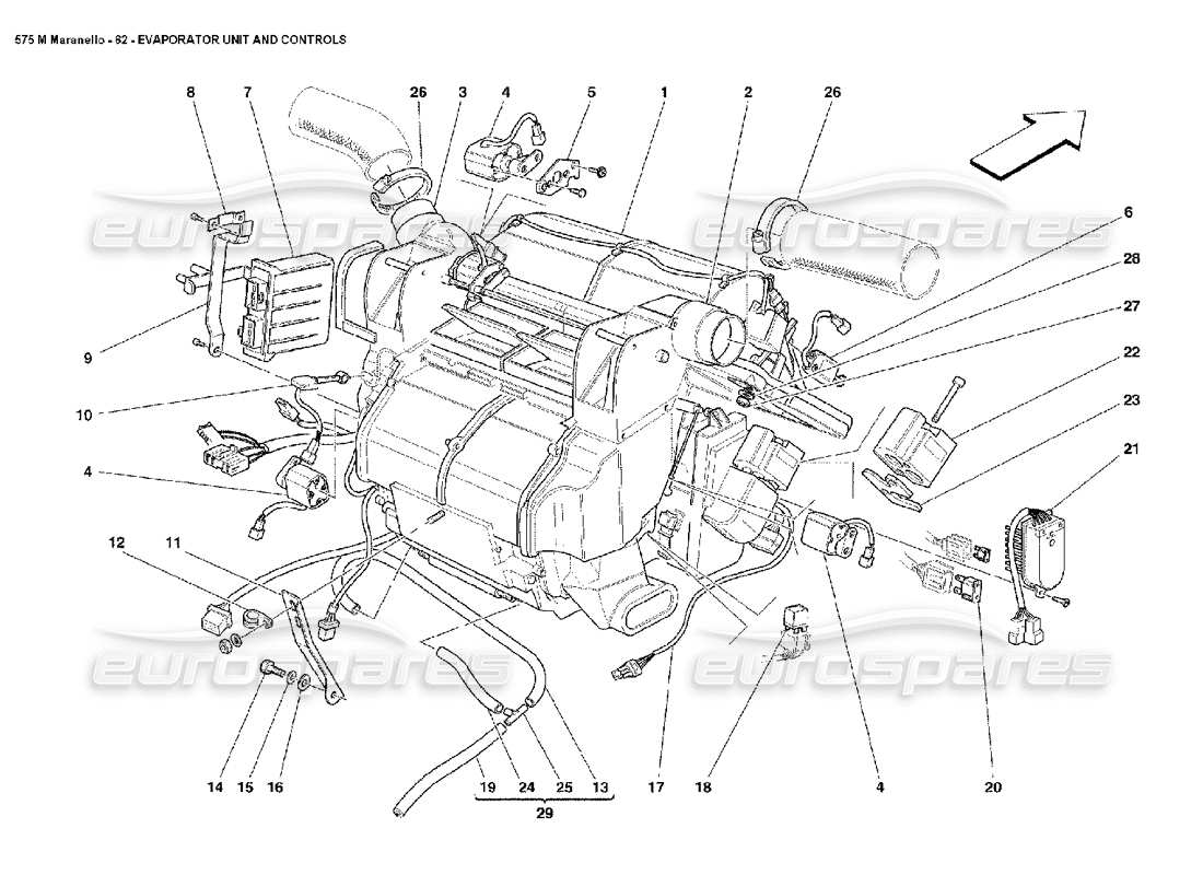 ferrari 575m maranello unité d'évaporateur et commandes schéma des pièces