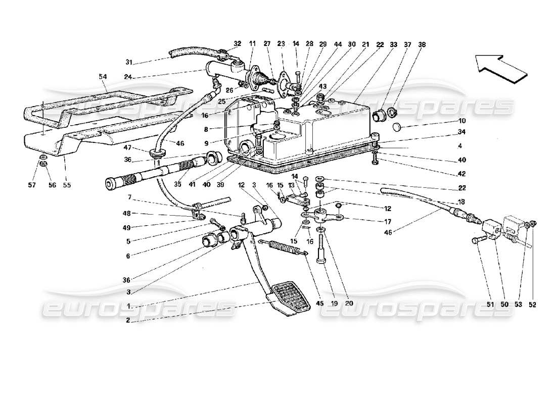 ferrari 512 tr commande de libération d'embrayage - pas pour gd - schéma des pièces