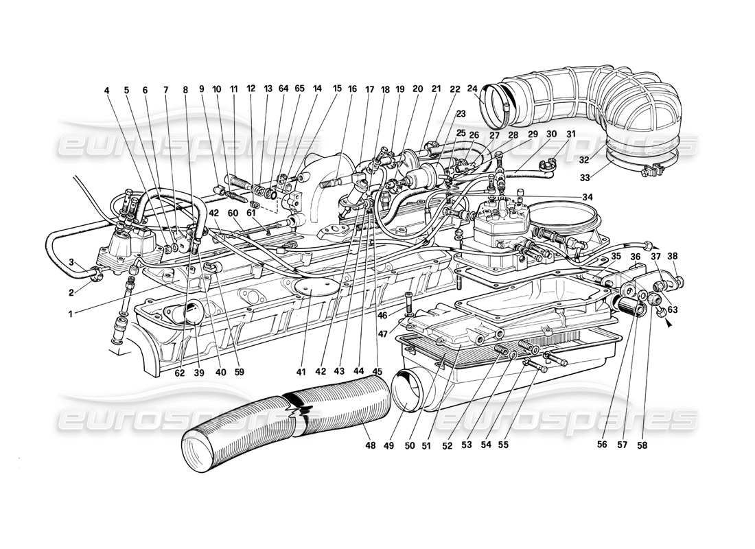ferrari 412 (mechanical) système d'injection de carburant - admission d'air, diagramme de pièces des conduites