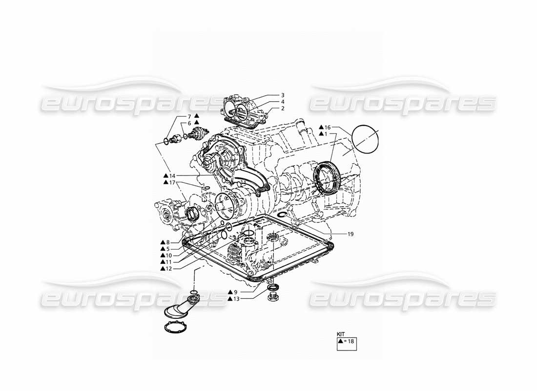 maserati qtp. 3.2 v8 (1999) joints et joints d'huile pour la révision du bloc - schéma des pièces