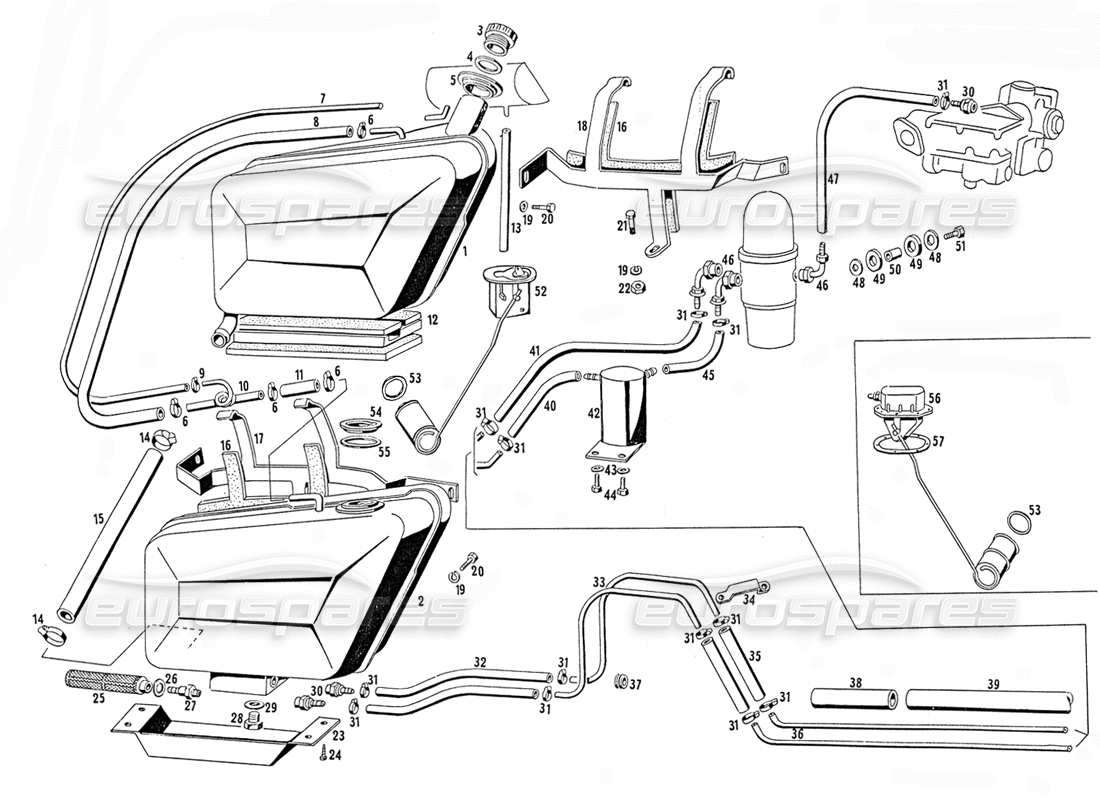 maserati mistral 3.7 réservoir de carburant schéma des pièces
