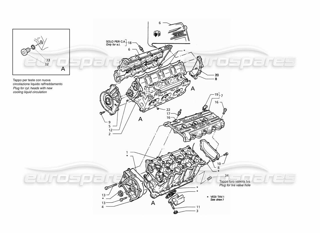 maserati qtp. 3.2 v8 (1999) culasses schéma des pièces