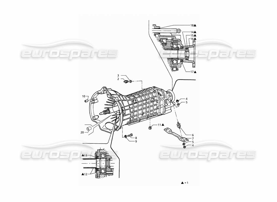 maserati qtp. 3.2 v8 (1999) getrag transmission manuelle 6 diagramme des pièces de vitesse