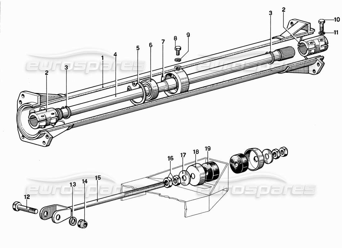 ferrari 365 gt 2+2 (mechanical) arbre de transmission schéma des pièces
