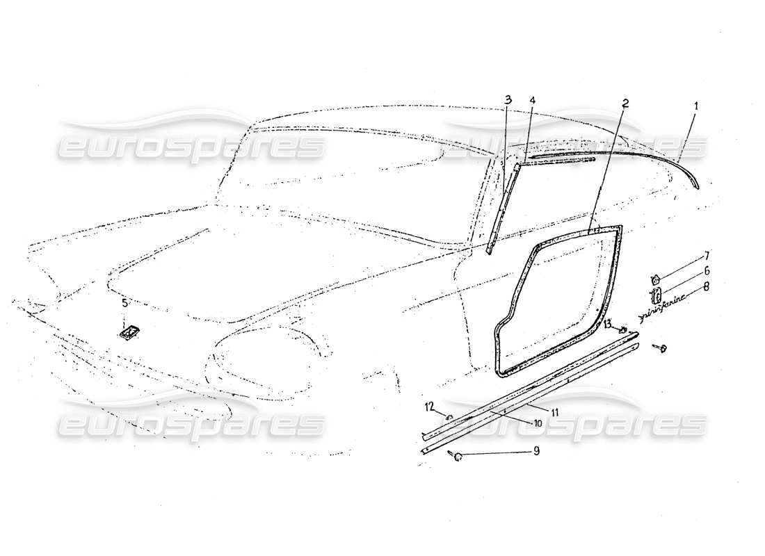 ferrari 330 gt 2+2 (coachwork) caoutchouc de porte et finitions extérieures (édition 1) schéma des pièces