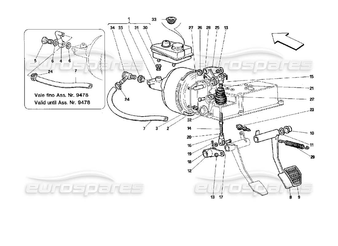 ferrari 512 tr système hydraulique de freinage -pas pour gd- schéma des pièces