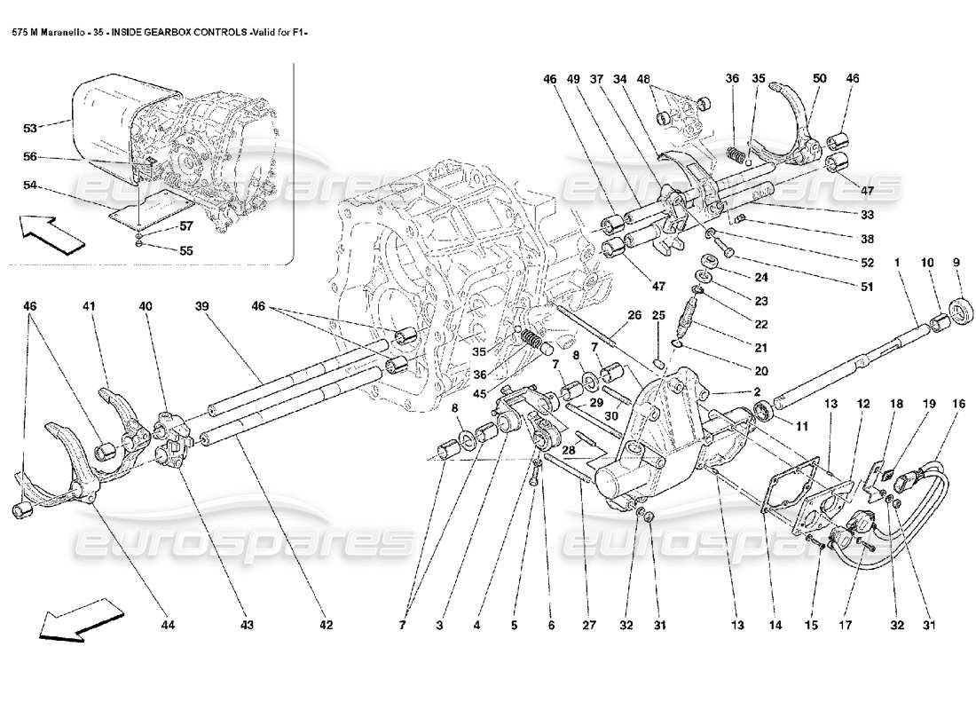 ferrari 575m maranello commandes intérieures de la boîte de vitesses valable pour f1 diagramme de pièce