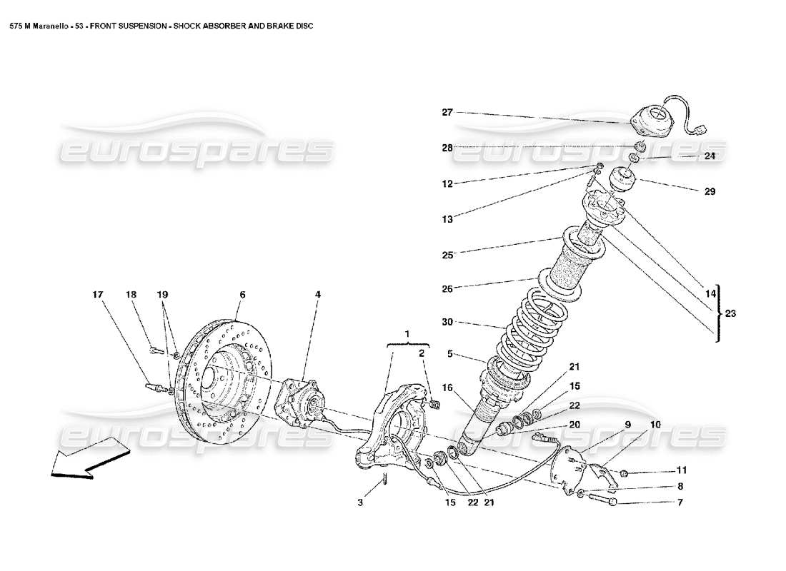 ferrari 575m maranello schéma des pièces des amortisseurs de suspension avant et des disques de frein