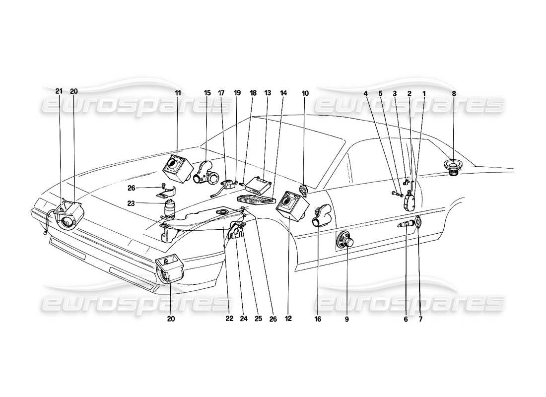 ferrari 412 (mechanical) ventilateurs électriques de refroidissement - chauffage - rondelle -glace et radic - schéma des pièces