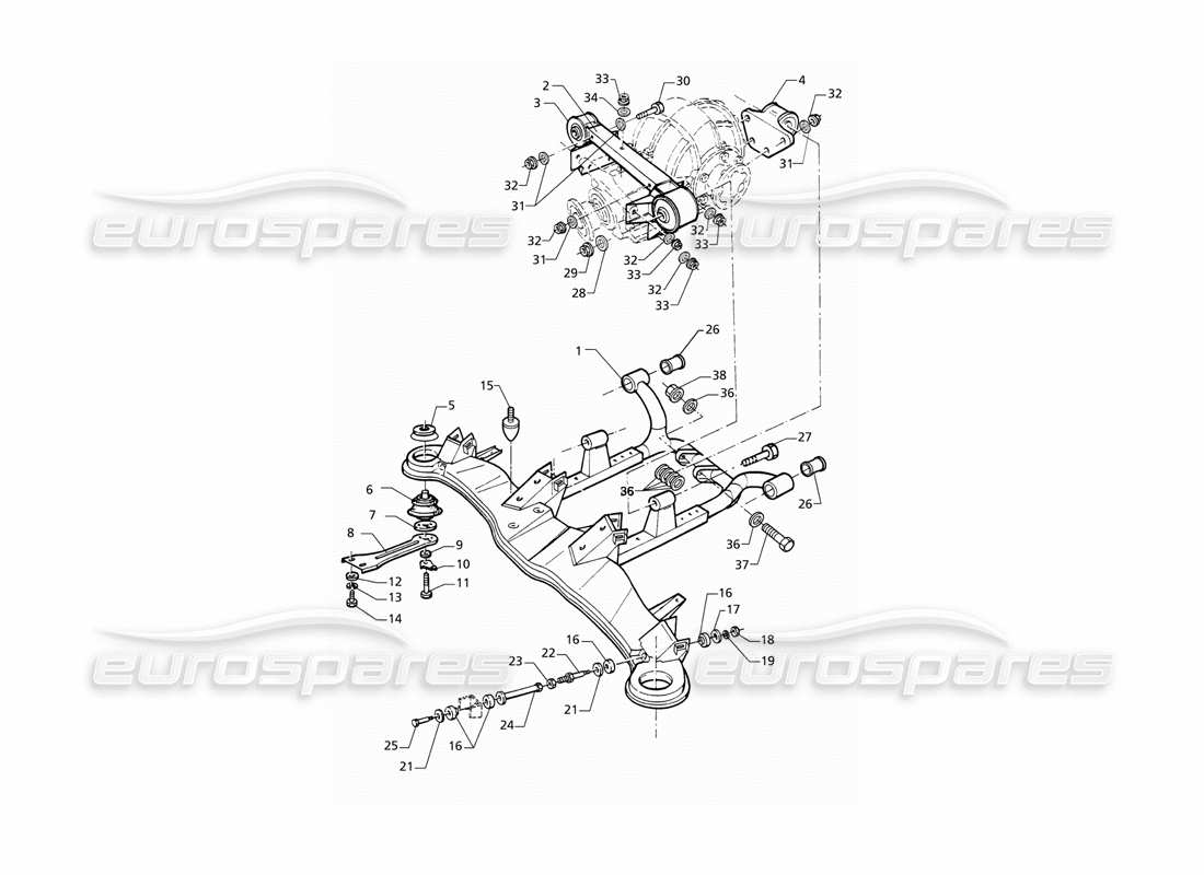 maserati qtp v6 (1996) suspension arrière schéma des pièces