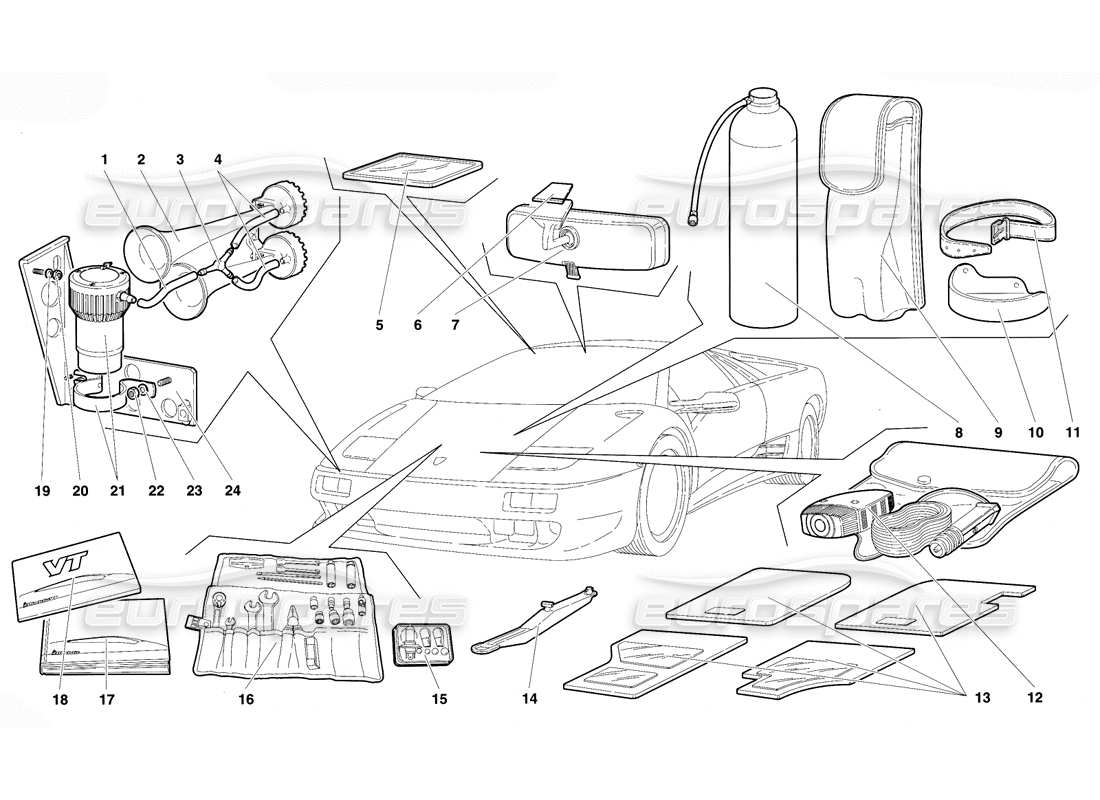 lamborghini diablo vt (1994) accessoires schéma des pièces