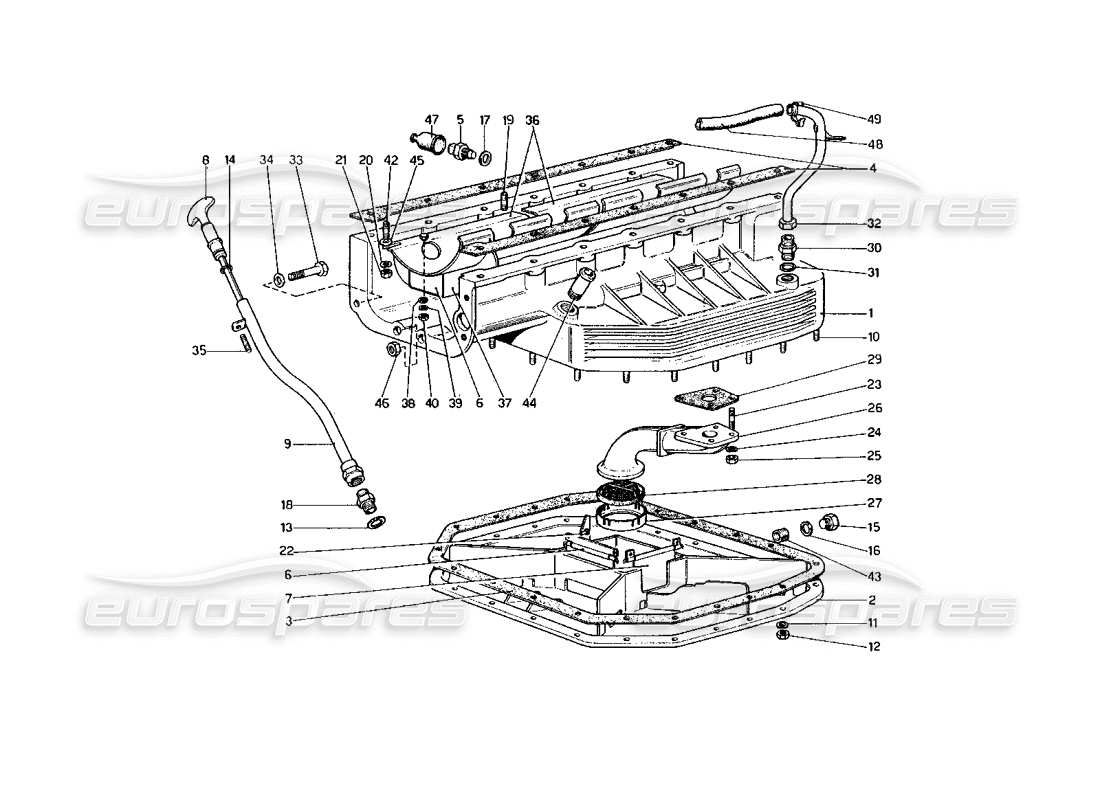 ferrari 400 gt (mechanical) schéma des pièces du carter d'huile