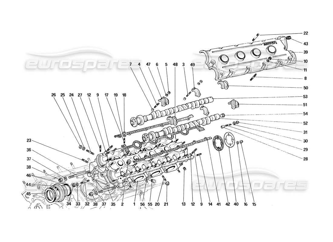 ferrari 328 (1988) schéma des pièces de la culasse (gauche)