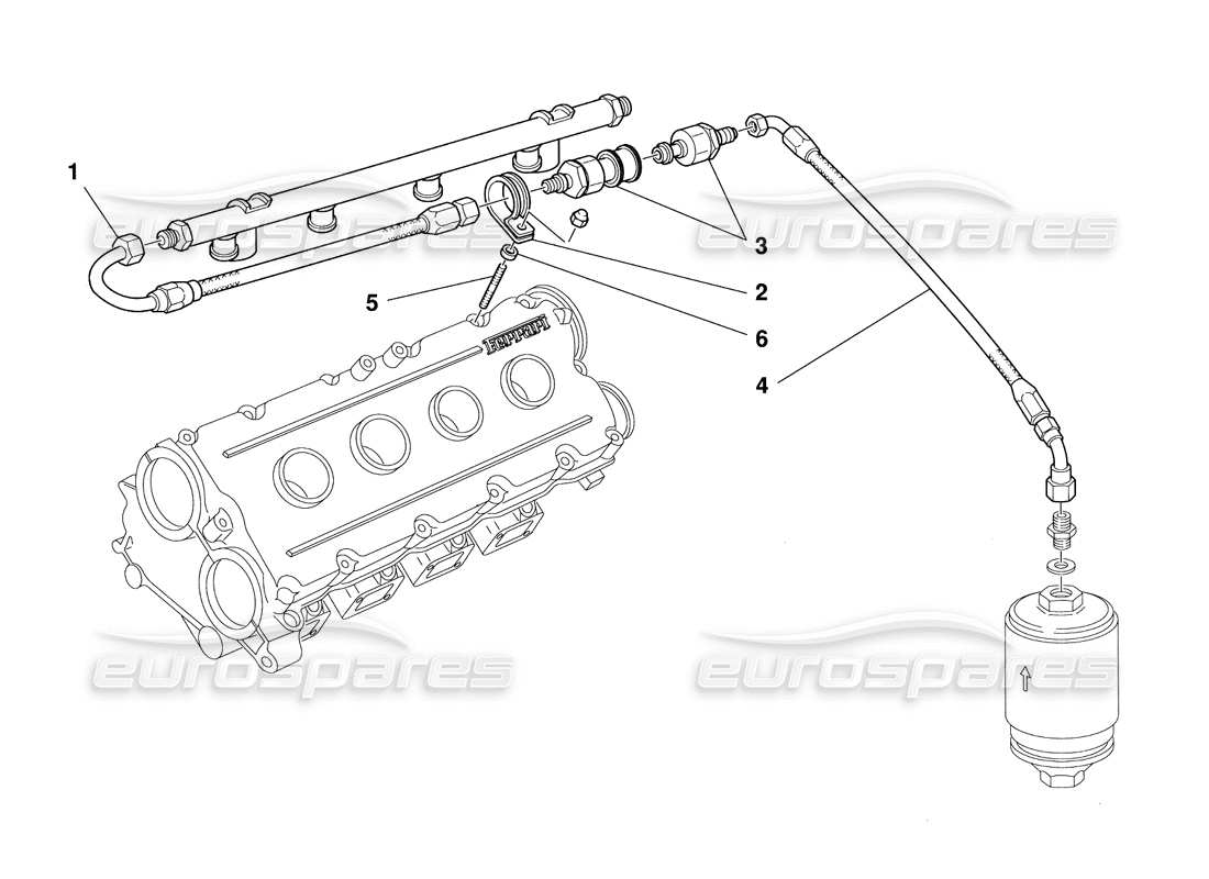 ferrari 348 challenge (1995) système d'alimentation en carburant schéma des pièces