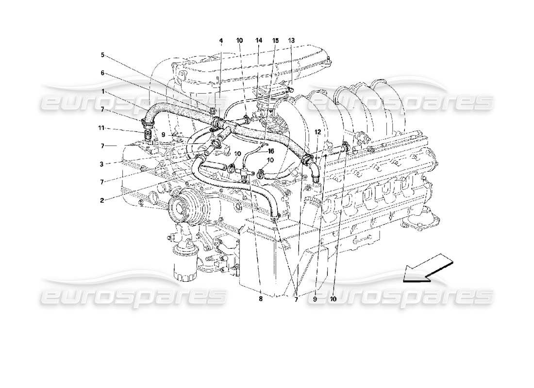 ferrari 512 tr système blow-by schéma des pièces