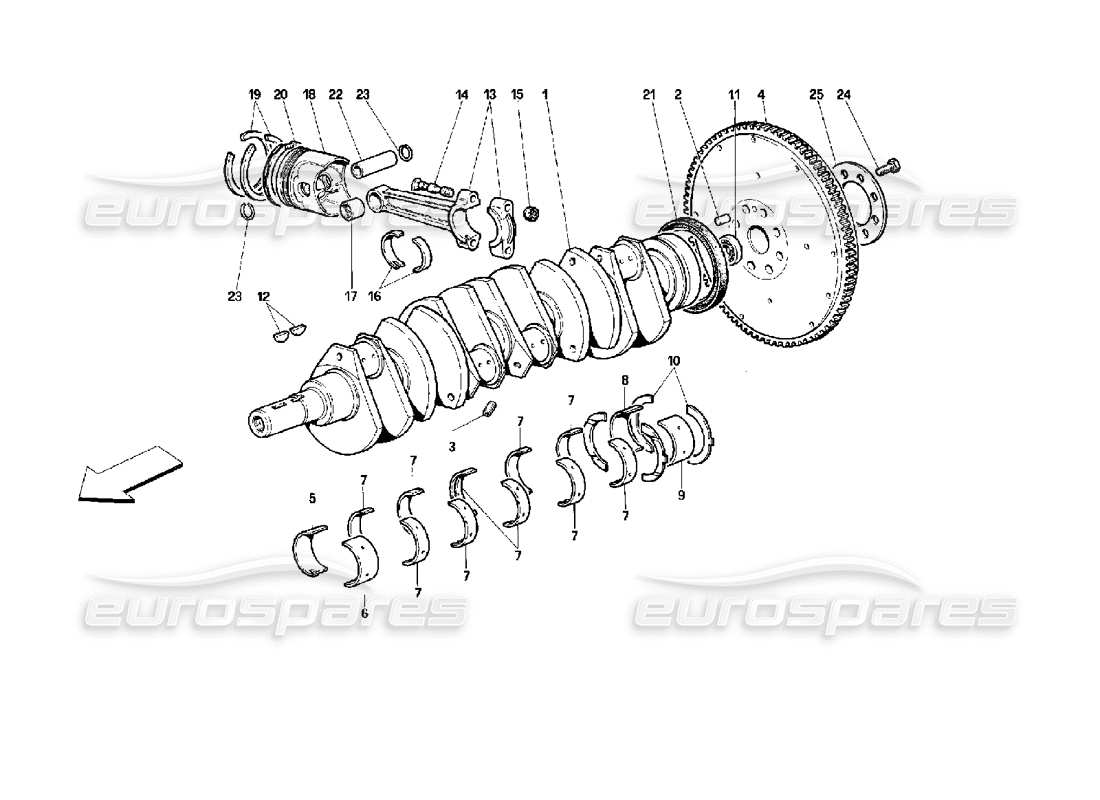 ferrari 512 tr vilebrequin - bielles et pistons schéma des pièces