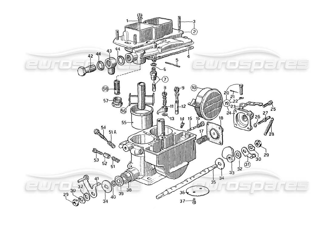 ferrari 275 gtb4 carburateur weber (40 dcn 17) schéma des pièces