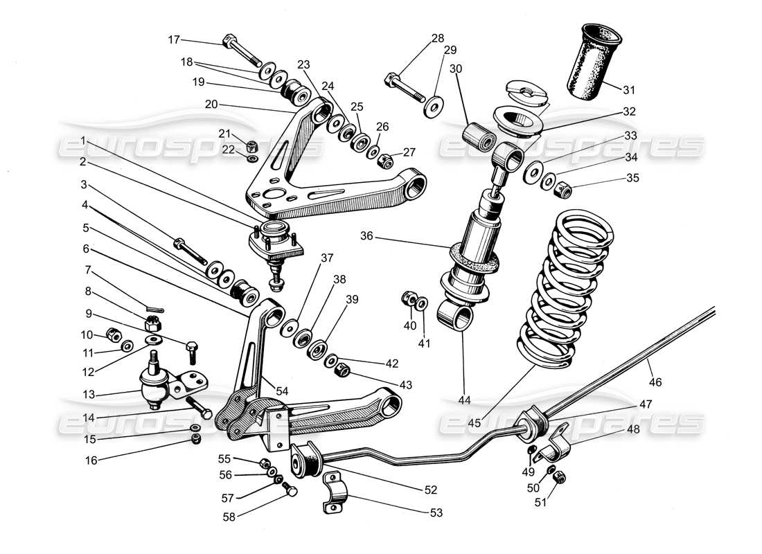 lamborghini espada schéma des pièces de la suspension avant