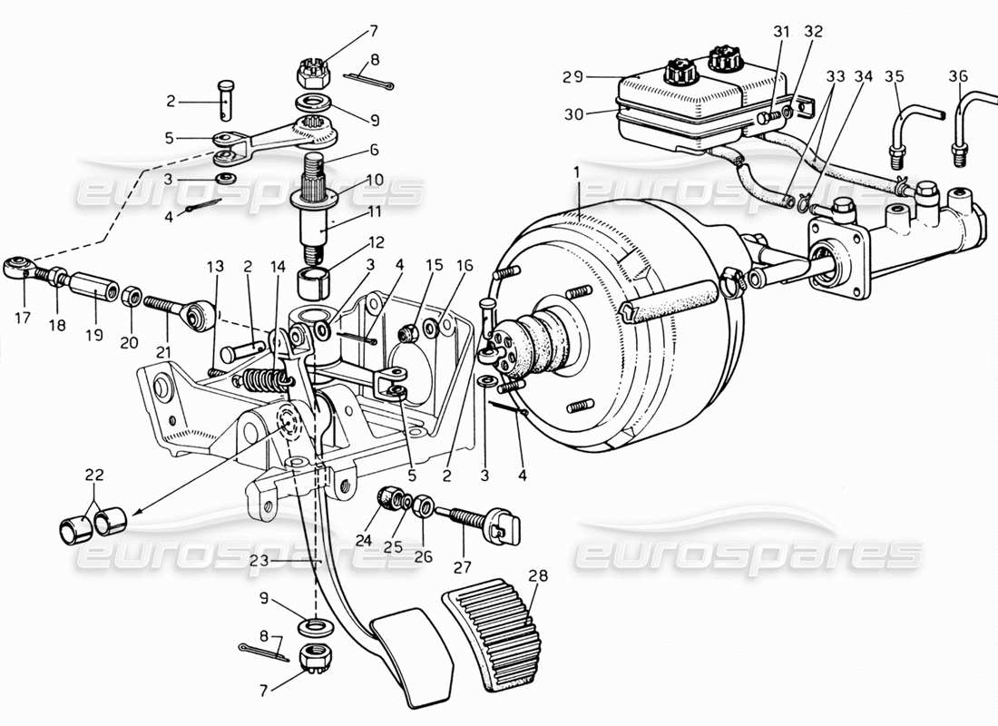 ferrari 206 gt dino (1969) schéma des pièces de commande hydraulique des freins