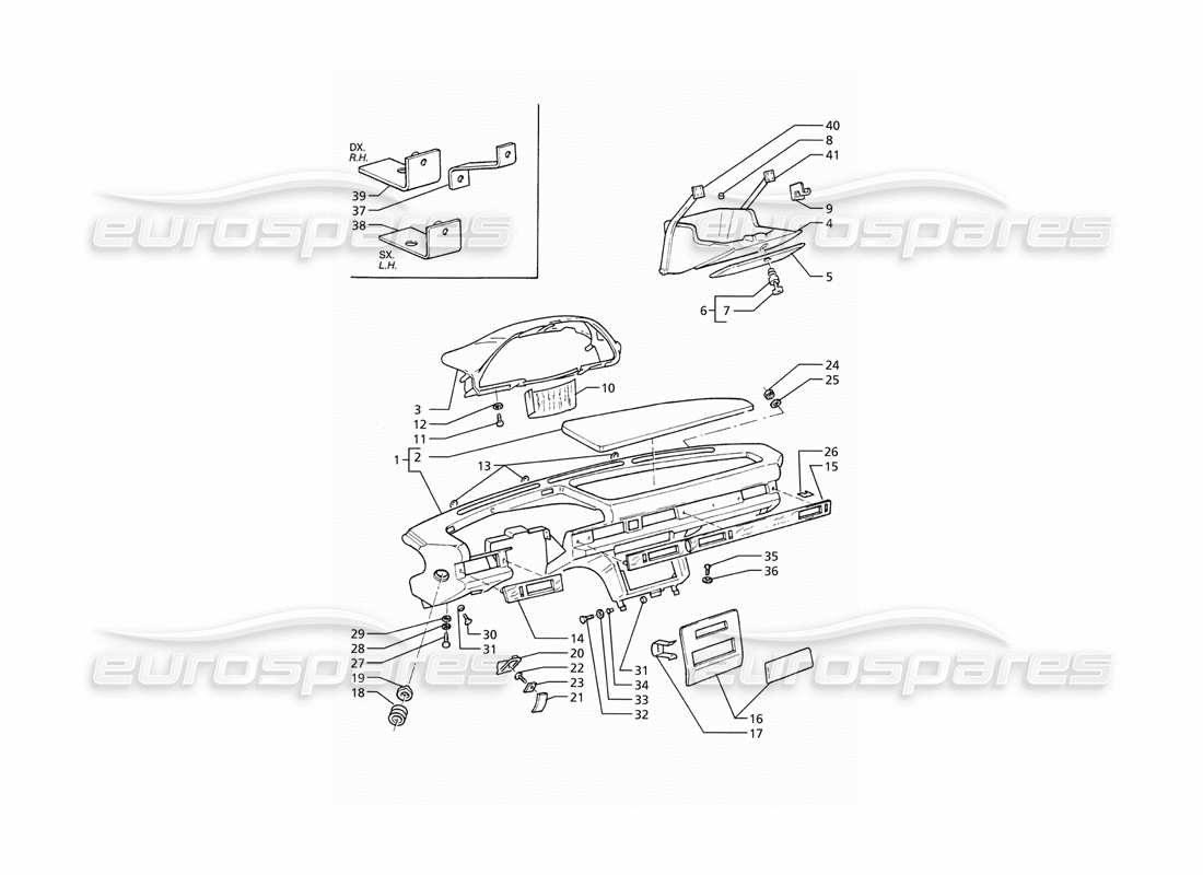 maserati ghibli 2.8 (abs) schéma des pièces du tableau de bord (entraînement gauche)