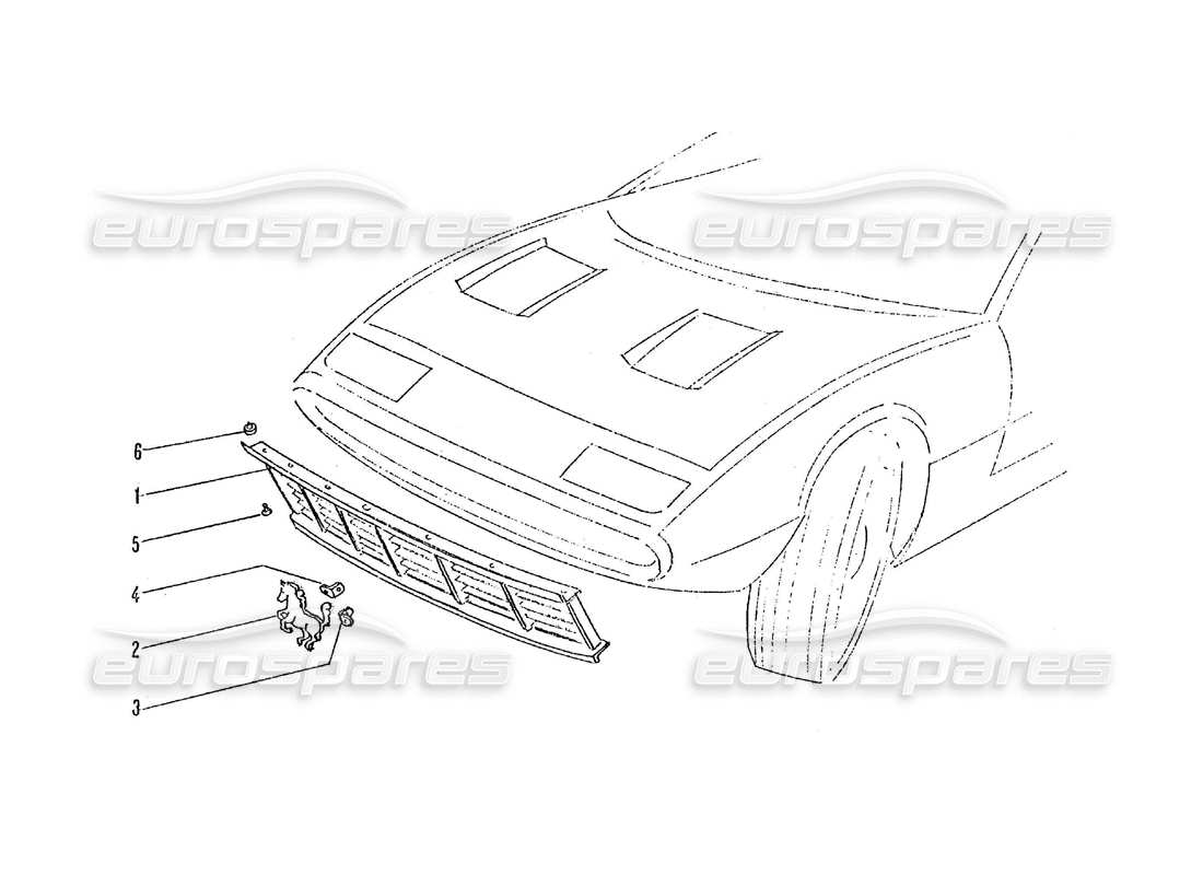 ferrari 365 gtc4 (coachwork) la grille de devant schéma des pièces