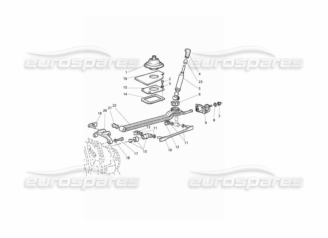 maserati qtp v8 evoluzione vitesse de transmission getrag 6 : commandes extérieures schéma des pièces