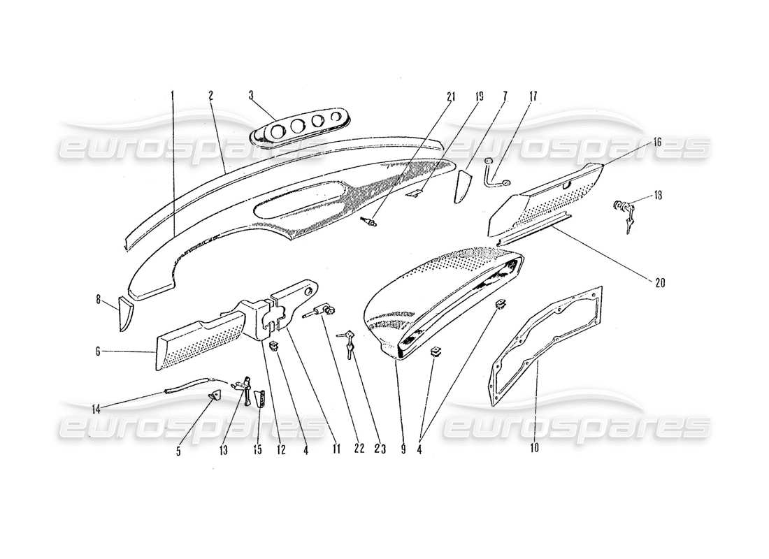 ferrari 365 gtc4 (coachwork) diagramme des pièces du tableau de bord