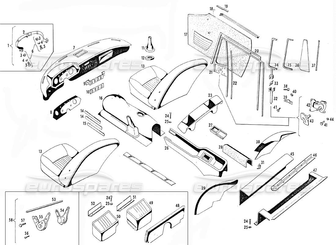 maserati mistral 3.7 corps (variations pour 109-a) diagramme de pièce
