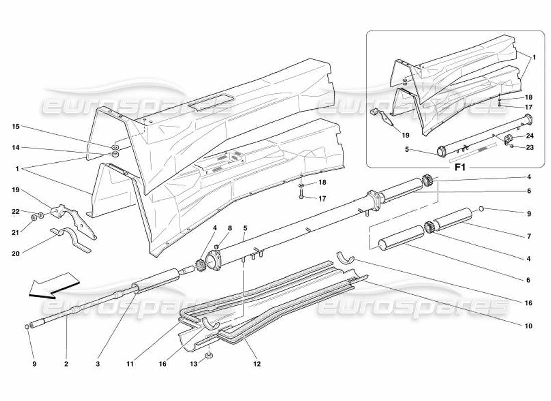 ferrari 575 superamerica schéma du tube de liaison moteur-boîte de vitesses et des pièces d'isolation