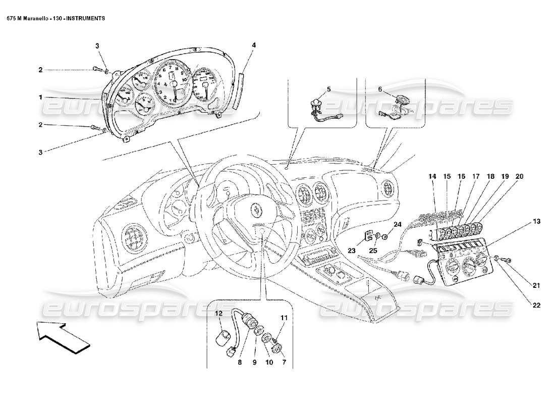 ferrari 575m maranello instruments schéma des pièces