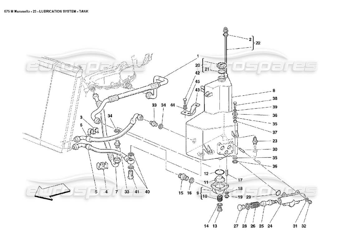 ferrari 575m maranello schéma des pièces du réservoir du système de lubrification