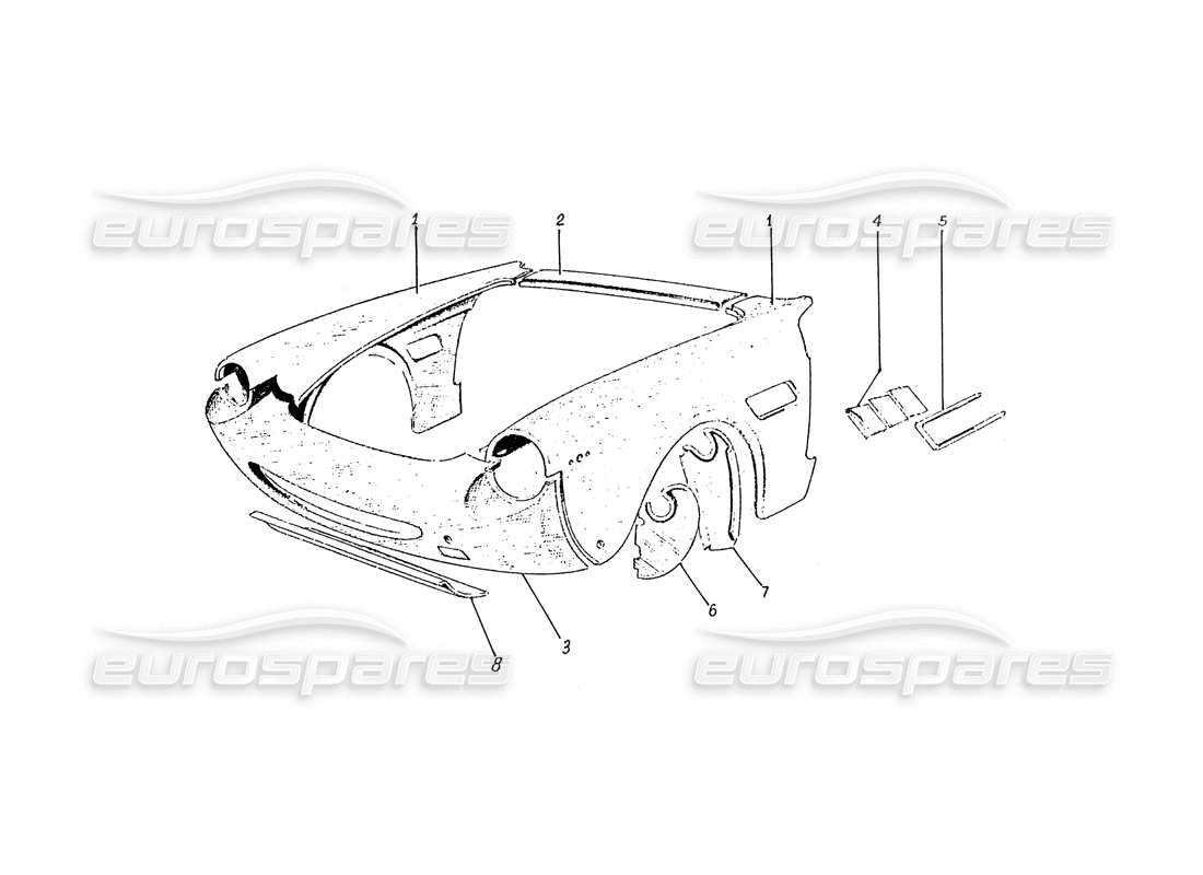 ferrari 330 gtc / 365 gtc (coachwork) panneaux avant (edizione 1) diagramme des pièces