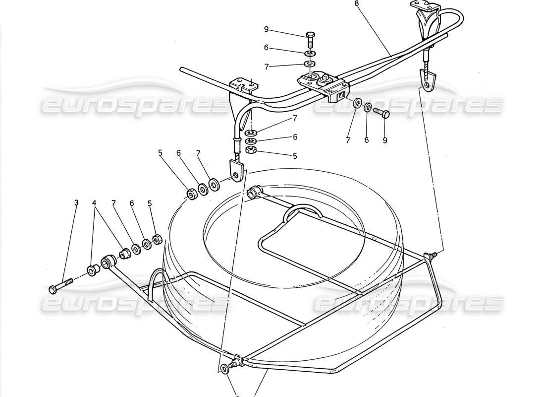 maserati 2.24v dispositif de levage de roue de secours schéma des pièces