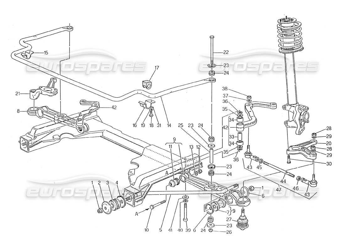 maserati 2.24v suspension avant schéma des pièces