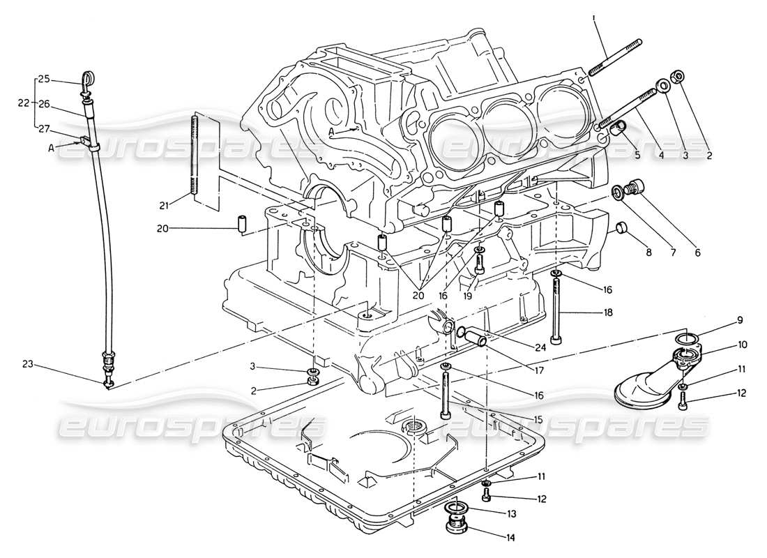 maserati 222 / 222e biturbo accessoires de fixation de blocs de sable schéma des pièces