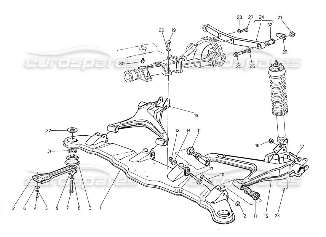 maserati 2.24v suspension arrière schéma des pièces