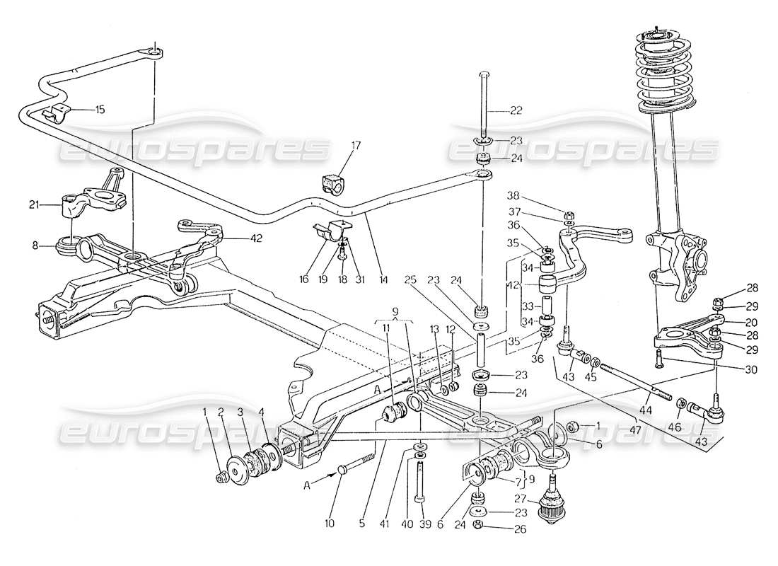 maserati karif 2.8 suspension avant schéma des pièces