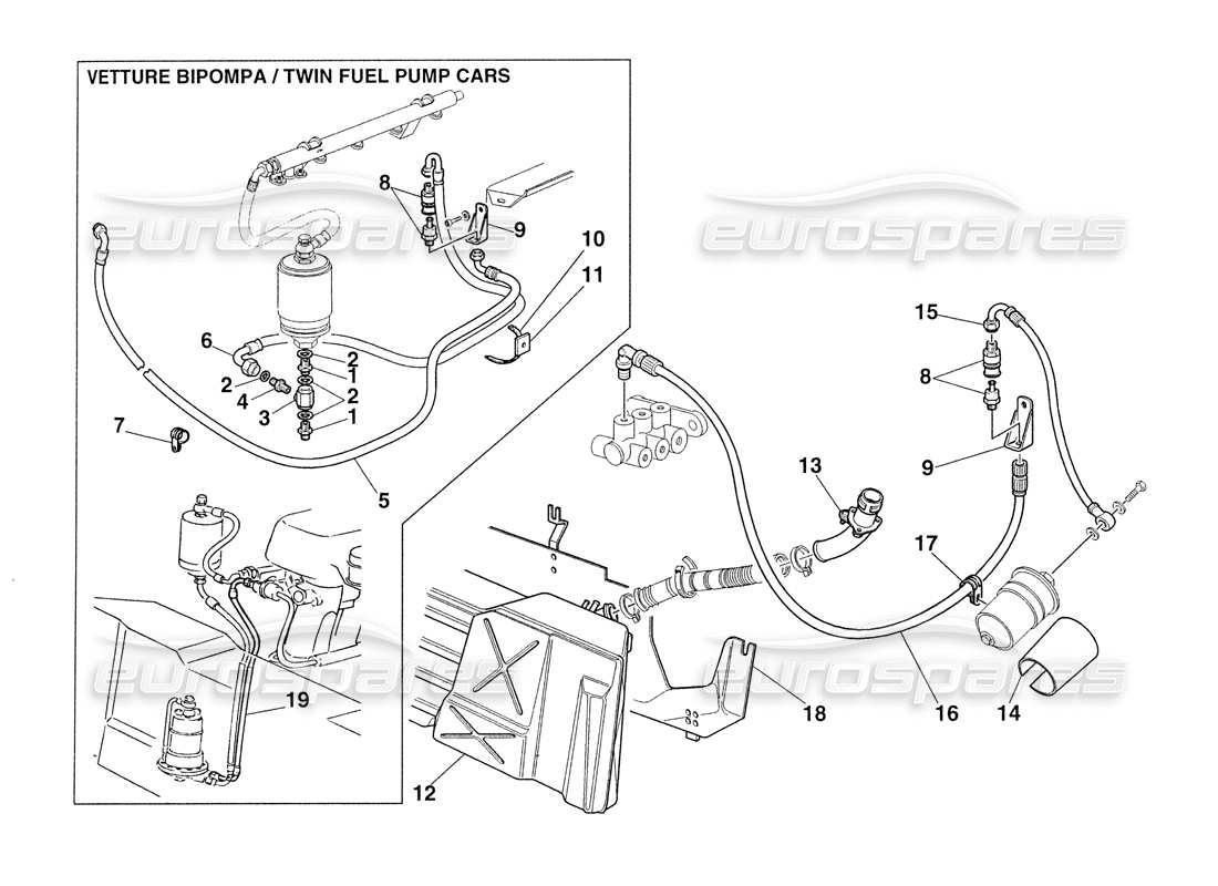 ferrari 355 challenge (1999) système d'alimentation en carburant schéma des pièces
