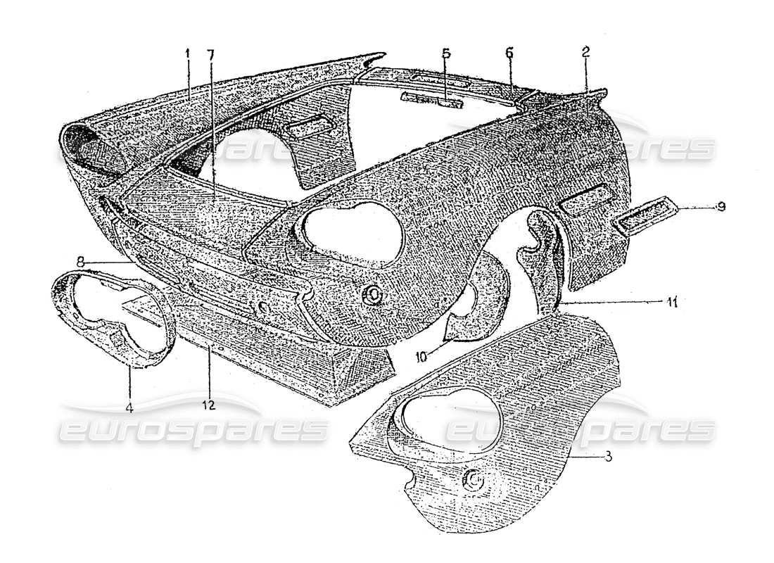 ferrari 330 gt 2+2 (coachwork) panneaux de carrosserie avant (édition 1) diagramme de pièces