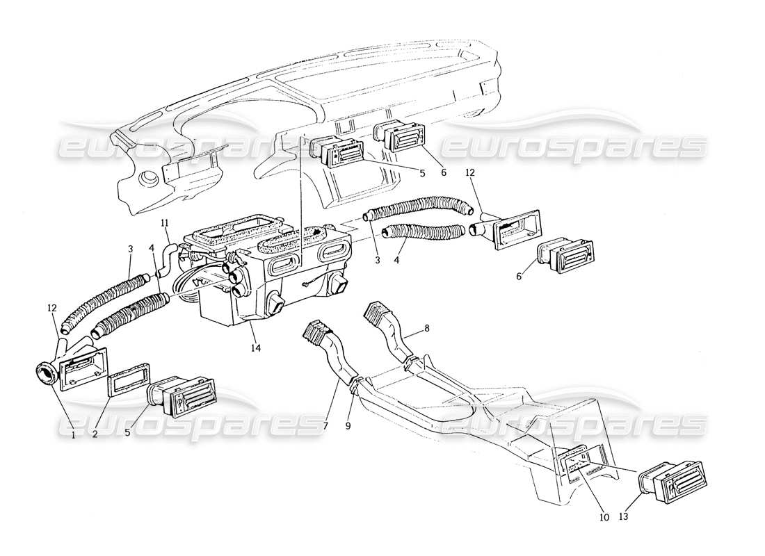 maserati karif 2.8 ventilation schéma des pièces