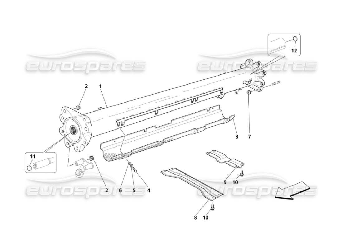 maserati qtp. (2006) 4.2 schéma des pièces du tube de transmission