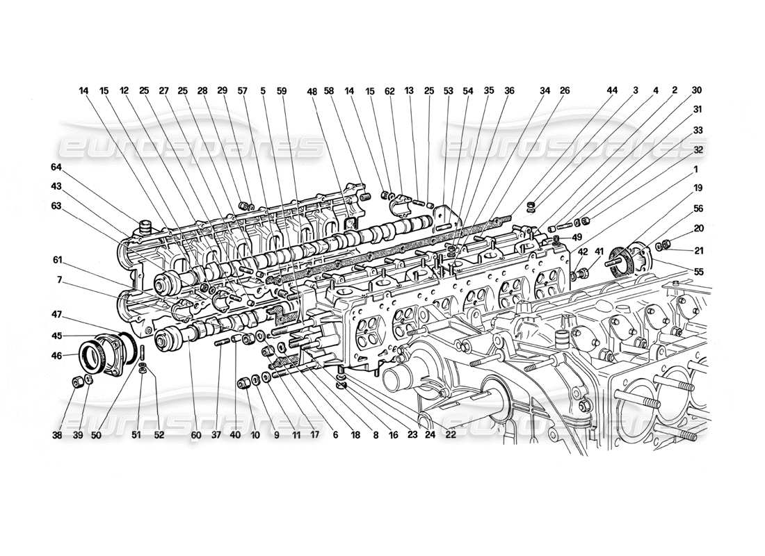 ferrari testarossa (1987) culasse (droite) schéma des pièces