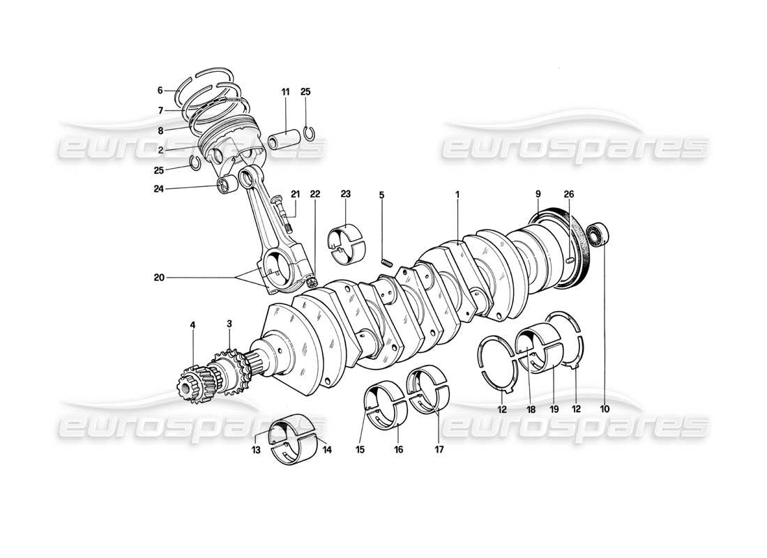 ferrari 412 (mechanical) vilebrequin - bielles et pistons schéma des pièces